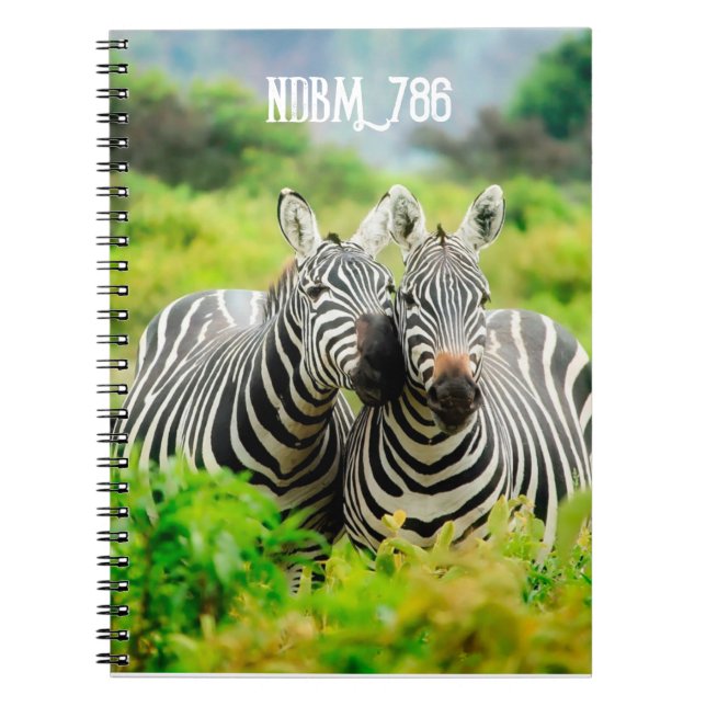 Modern zebror Tropical JungleSpiral Photo Notebook Anteckningsbok (Framsidan)