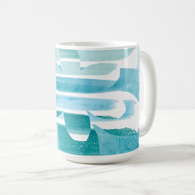 Modern Zen Blue Mug – Calm Abstract Art Design Kaffemugg (Framsida höger)