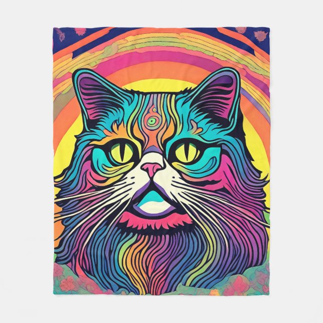Modern Zen Cat Fleece Blanket (Framsidan)