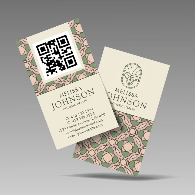 Modern Zen Holistic Health QR Code Business Card Visitkort (Skapare uppladdad)