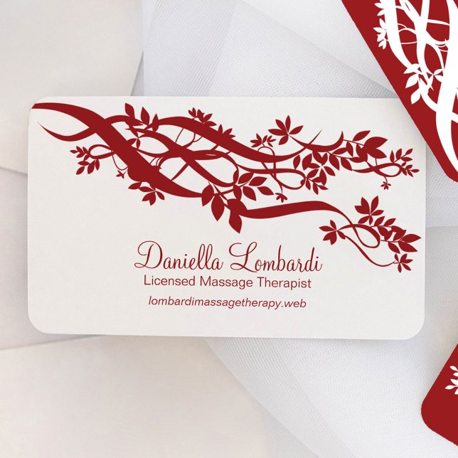 Modern Zen Red Grenar Visitkort (Modern Zen business card with rounded corners.)