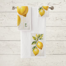 Modern Zety Lemon Monogram Towel Set
