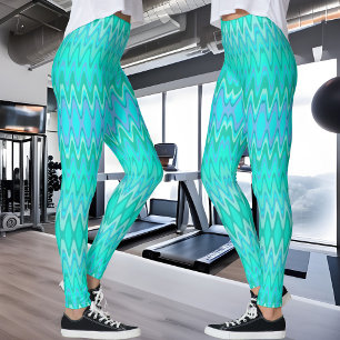 Modern zigzag mönster - vinkara i turkos leggings