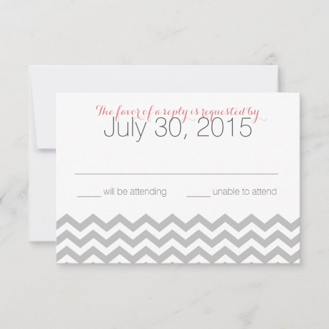 Modern Zigzag Rosa Responcard OSA Kort (Framsida)