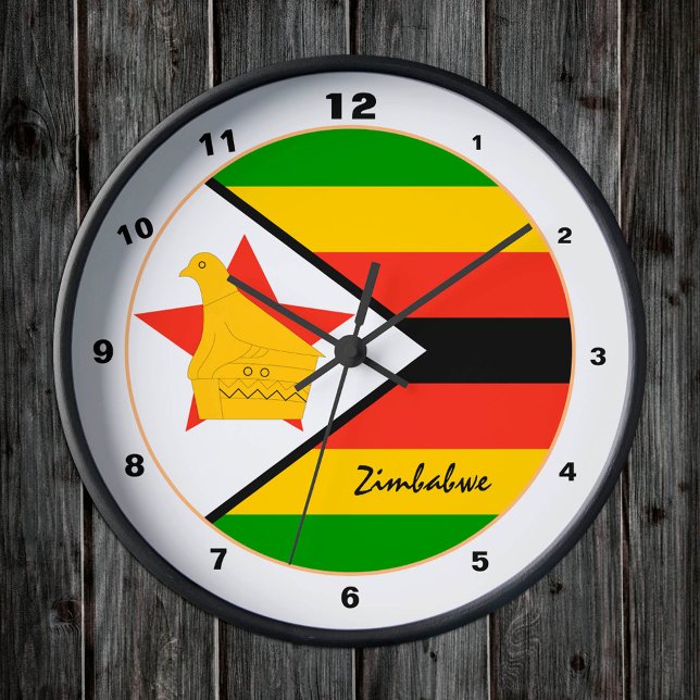 Modern Zimbabwe Flagga, Zimbabwes hem/design Rund Klocka (Skapare uppladdad)