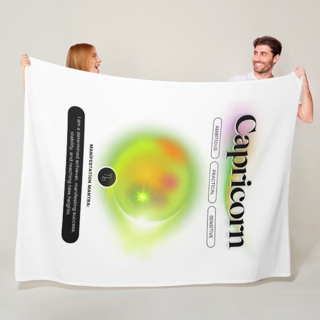 Modern Zodiac Capricorn Våg Inslag Fleecefilt (På plats)