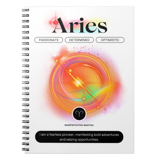 Modern Zodiac Sign ARIES-offert | Inslag Fire Anteckningsbok (Framsidan)