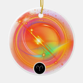 Modern Zodiac Sign ARIES-offert | Inslag Fire Julgransprydnad Keramik