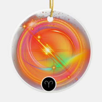 Modern Zodiac Sign ARIES-offert | Inslag Fire Julgransprydnad Keramik