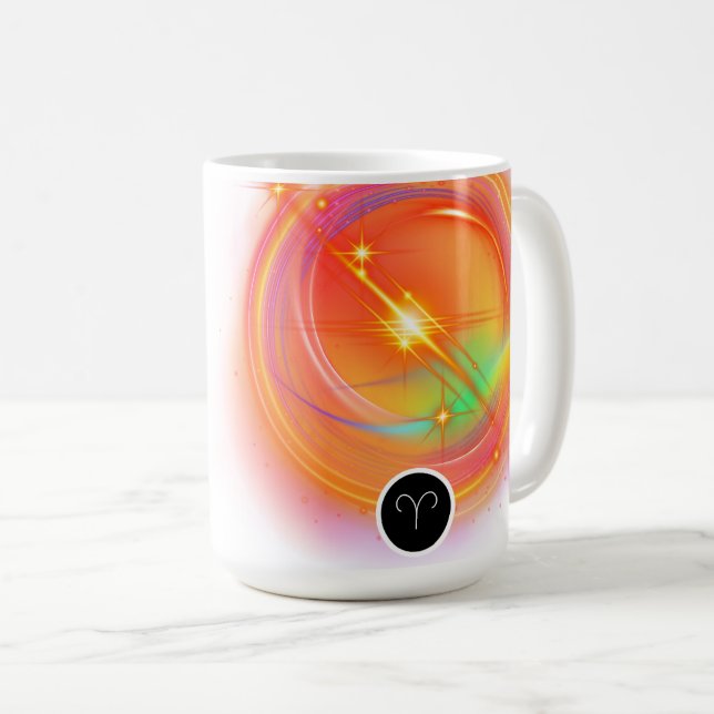 Modern Zodiac Sign ARIES-offert | Inslag Fire Kaffemugg (Framsida höger)