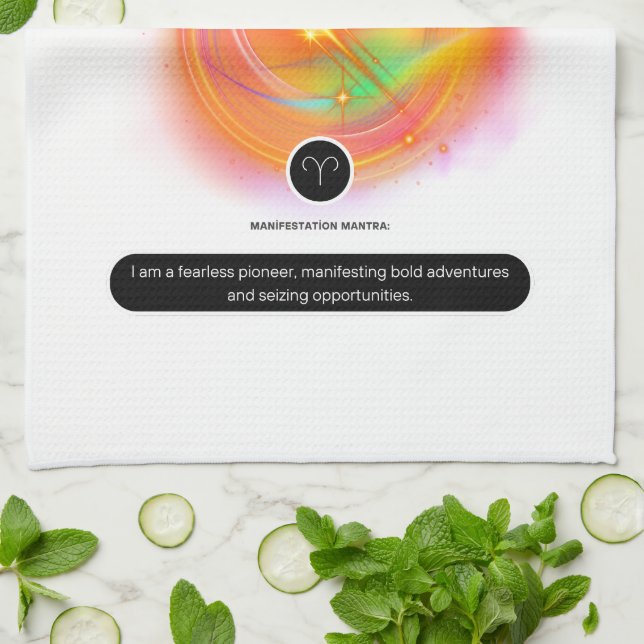 Modern Zodiac Sign ARIES-offert | Inslag Fire Kökshandduk (Vikta)