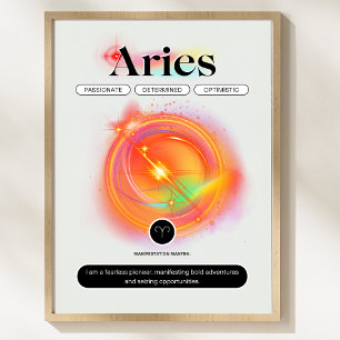Modern Zodiac Sign ARIES-offert Inslag Fire Poster