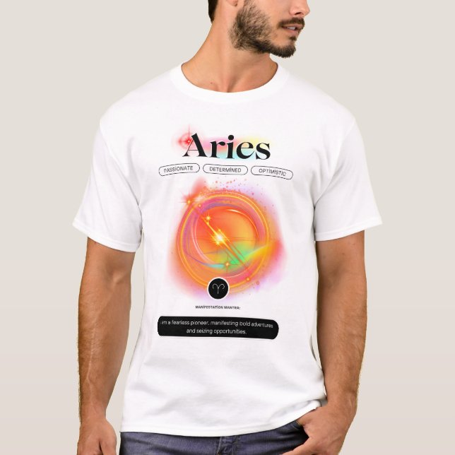 Modern Zodiac Sign ARIES-offert | Inslag Fire T Shirt (Framsida)
