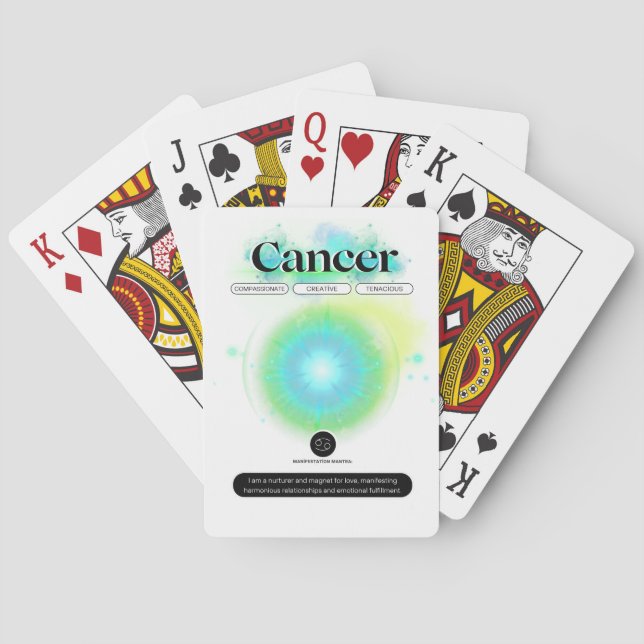 Modern Zodiac Sign Cancer Quote Vatten Inslag Casinokort (Baksidan)