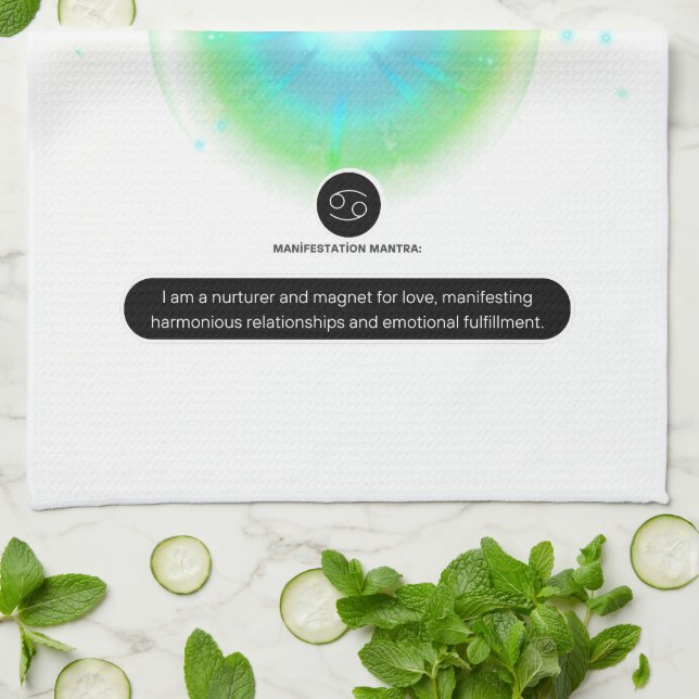 Modern Zodiac Sign Cancer Quote Vatten Inslag Kökshandduk (Vikta)