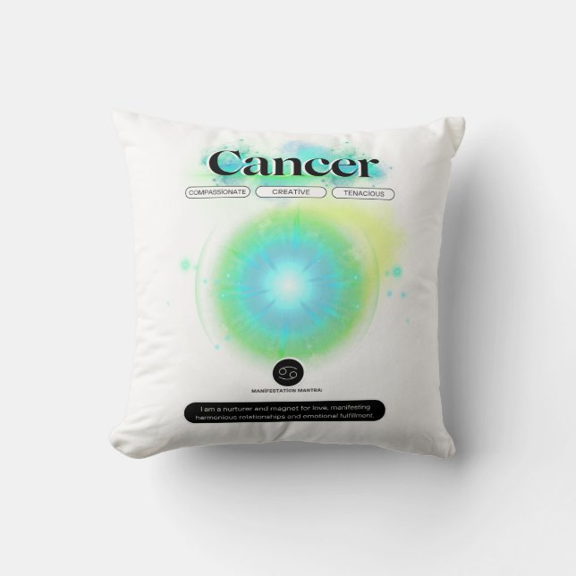 Modern Zodiac Sign Cancer Quote Vatten Inslag Kudde (Framsida)