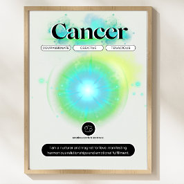 Modern Zodiac Sign Cancer Quote Vatten Inslag Poster