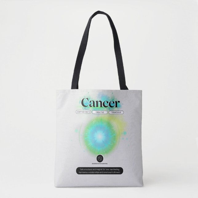 Modern Zodiac Sign Cancer Quote Vatten Inslag Tygkasse (Framsida)