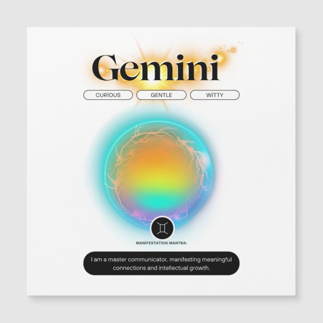 Modern Zodiac Sign Gemini Citote Luft Inslag (Framsida)