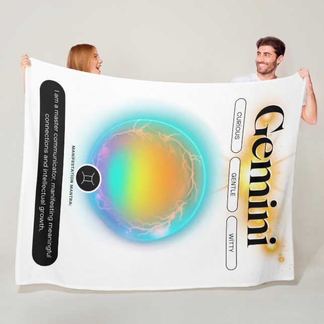 Modern Zodiac Sign Gemini Citote Luft Inslag Fleecefilt (På plats)