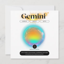 Modern Zodiac Sign Gemini Citote Luft Inslag Inbjudningar