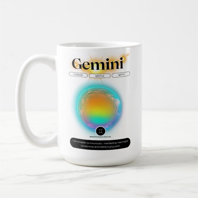 Modern Zodiac Sign Gemini Citote Luft Inslag Kaffemugg (Vänster)