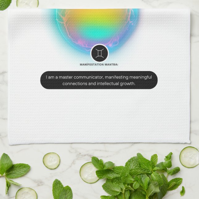 Modern Zodiac Sign Gemini Citote Luft Inslag Kökshandduk (Vikta)