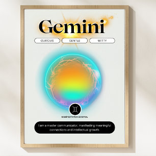 Modern Zodiac Sign Gemini Quote Luft Inslag Poster
