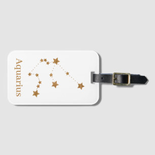 Modern Zodiac Sign Guld Aquarius INSLAG LUFT Bagagebricka