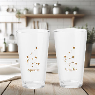 Modern Zodiac Sign Guld Aquarius   INSLAG LUFT Glaskopp