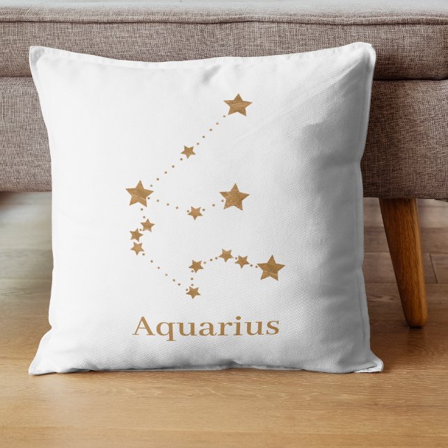 Modern Zodiac Sign Guld Aquarius | INSLAG LUFT Kudde (Skapare uppladdad)