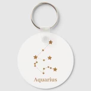 Modern Zodiac Sign Guld Aquarius   INSLAG LUFT Nyckelring