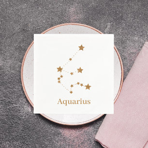 Modern Zodiac Sign Guld Aquarius INSLAG LUFT Pappersservett