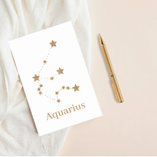 Modern Zodiac Sign Guld Aquarius INSLAG LUFT Post-it Block
