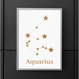 Modern Zodiac Sign Guld Aquarius INSLAG LUFT Poster