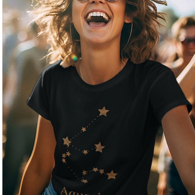 Modern Zodiac Sign Guld Aquarius | INSLAG LUFT T Shirt (Skapare uppladdad)