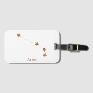 Modern Zodiac Sign Guld Aries Inslag Fire Bagagebricka