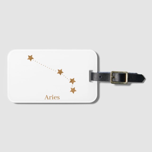 Modern Zodiac Sign Guld Aries | Inslag Fire Bagagebricka (Framsida horisontal)