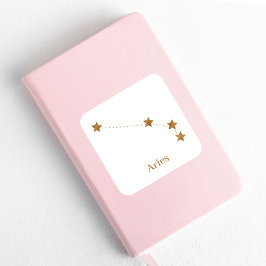 Modern Zodiac Sign Guld Aries | Inslag Fire Fyrkantigt Klistermärke