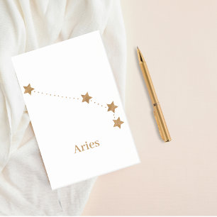 Modern Zodiac Sign Guld Aries Inslag Fire Post-it Block