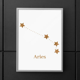 Modern Zodiac Sign Guld Aries | Inslag Fire Poster