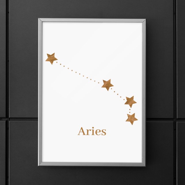 Modern Zodiac Sign Guld Aries | Inslag Fire Poster (Skapare uppladdad)