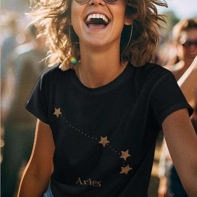 Modern Zodiac Sign Guld Aries | Inslag Fire T Shirt (Skapare uppladdad)
