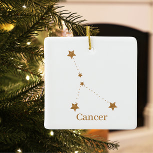 Modern Zodiac Sign Guld Cancer   INSLAG VATTEN Julgransprydnad Keramik