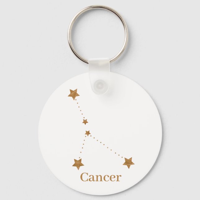 Modern Zodiac Sign Guld Cancer | INSLAG VATTEN Nyckelring (Framsida)