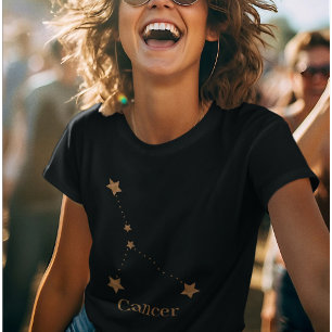 Modern Zodiac Sign Guld Cancer   INSLAG VATTEN T Shirt