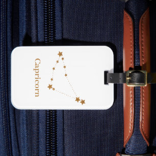 Modern Zodiac Sign Guld Capricorn INSLAG Bagagebricka