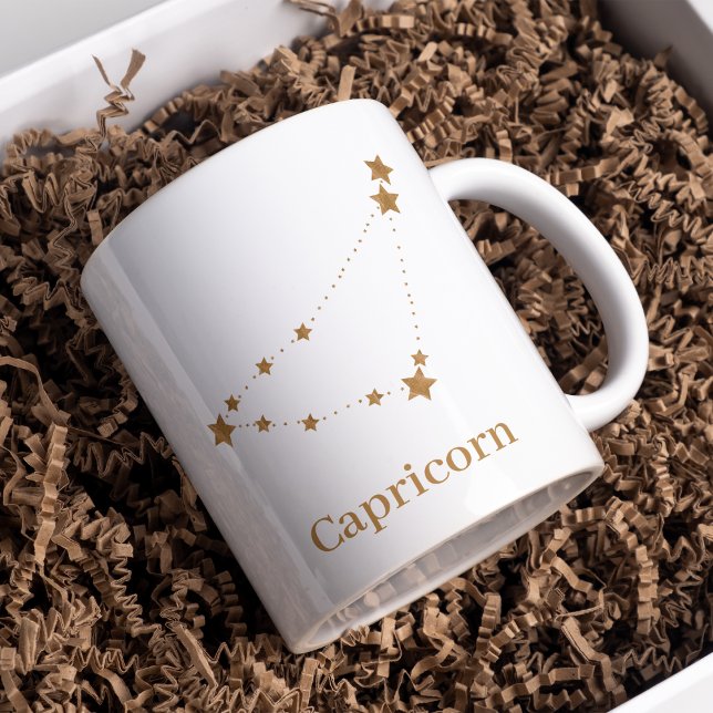 Modern Zodiac Sign Guld Capricorn | INSLAG Kaffemugg (Skapare uppladdad)