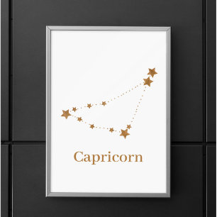 Modern Zodiac Sign Guld Capricorn INSLAG Poster