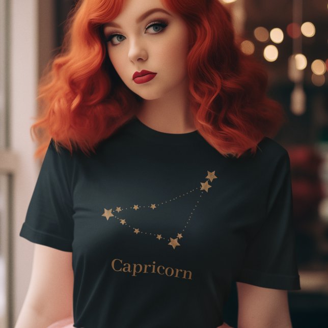 Modern Zodiac Sign Guld Capricorn | INSLAG T Shirt (Skapare uppladdad)